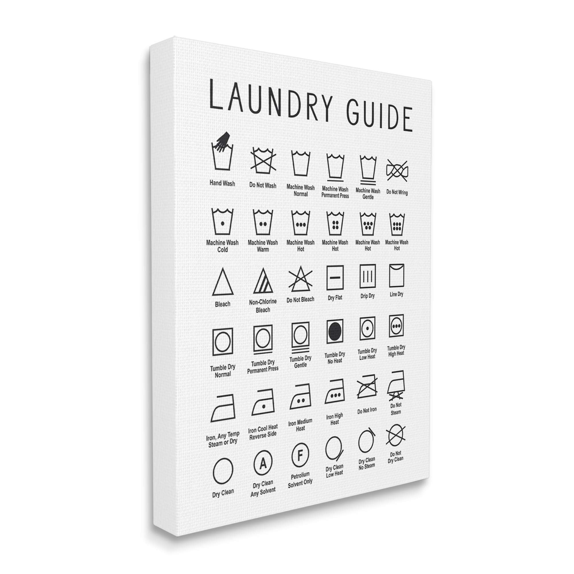 Stupell Industries Minimal Laundry Guide Cleaning Chart Helpful Symbols