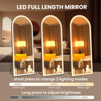 Pertetey 83X36 Inch Led Arched Full Length Mirror With Lights, Black Frame Lighted Floor Mirror, Dimmable & 3 Color Modes Led Fu