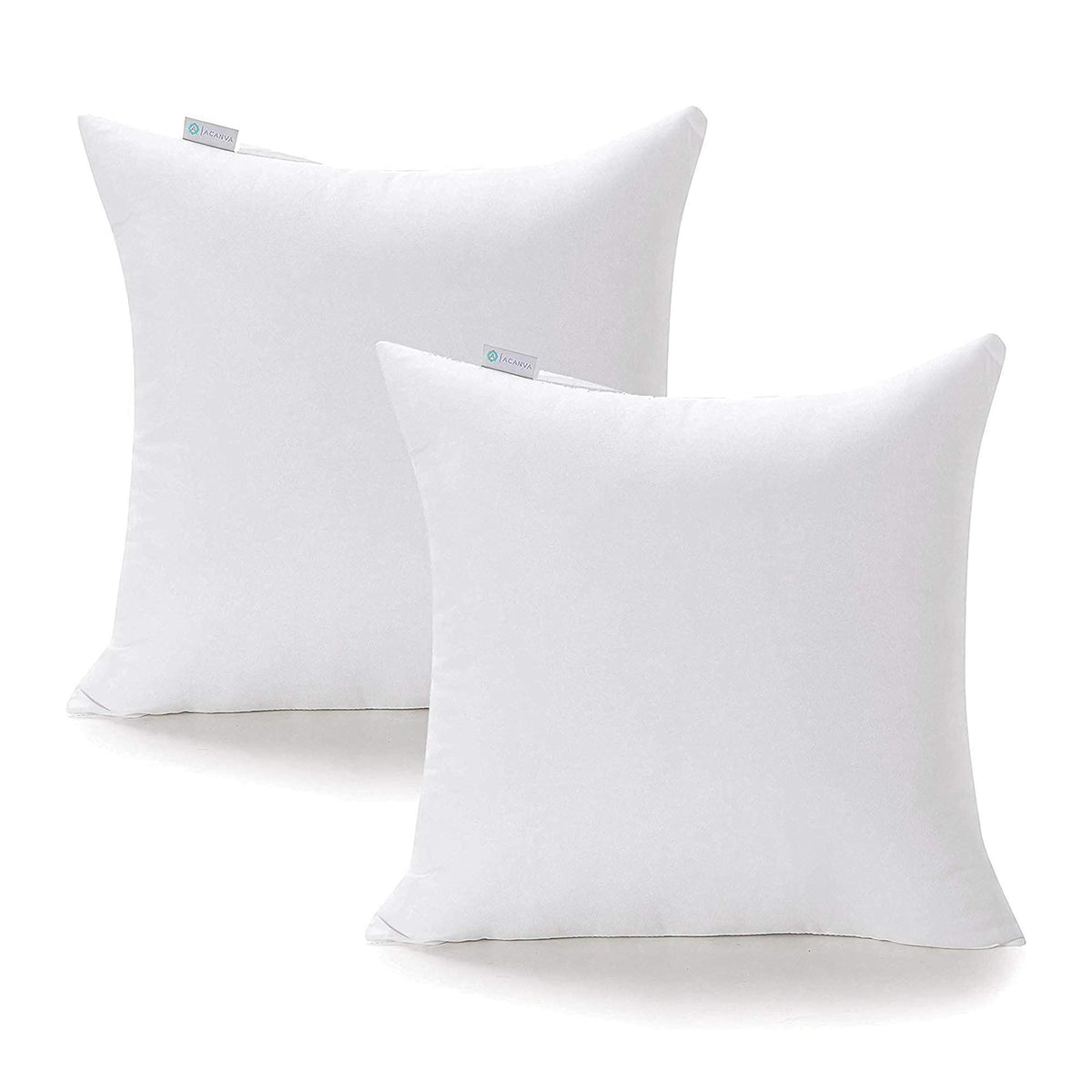 Acanva Premium Polyester Stuffer Square Form Sham Throw Pillow Inserts, 16 In(2 Count), White