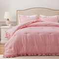 Harborest Queen Comforter Set Pink - Ruffle Comforter For Queen Size Bed, Fluffy Queen Size Comforter Set For All Seasons, 3 Pie
