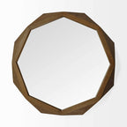 HomeRoots 41' Octagon Brown Wood Frame Wall Mirror