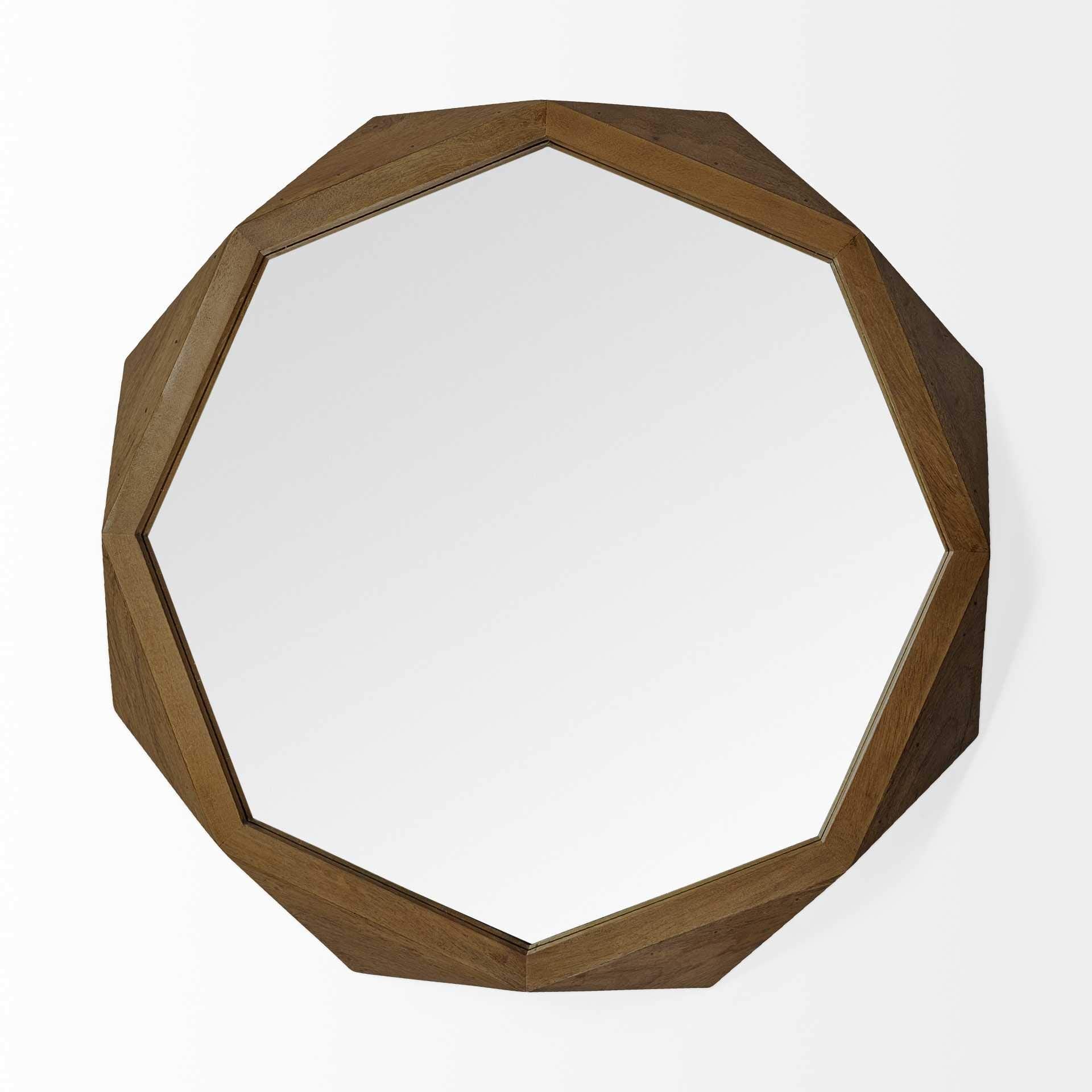 HomeRoots 41' Octagon Brown Wood Frame Wall Mirror