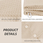 Microfiber Hair Drying Towel With Button 1Pack Khaki Waffle Long Hair Head Wraps Twist Plopping Curly Shower Turban Terry Cloth