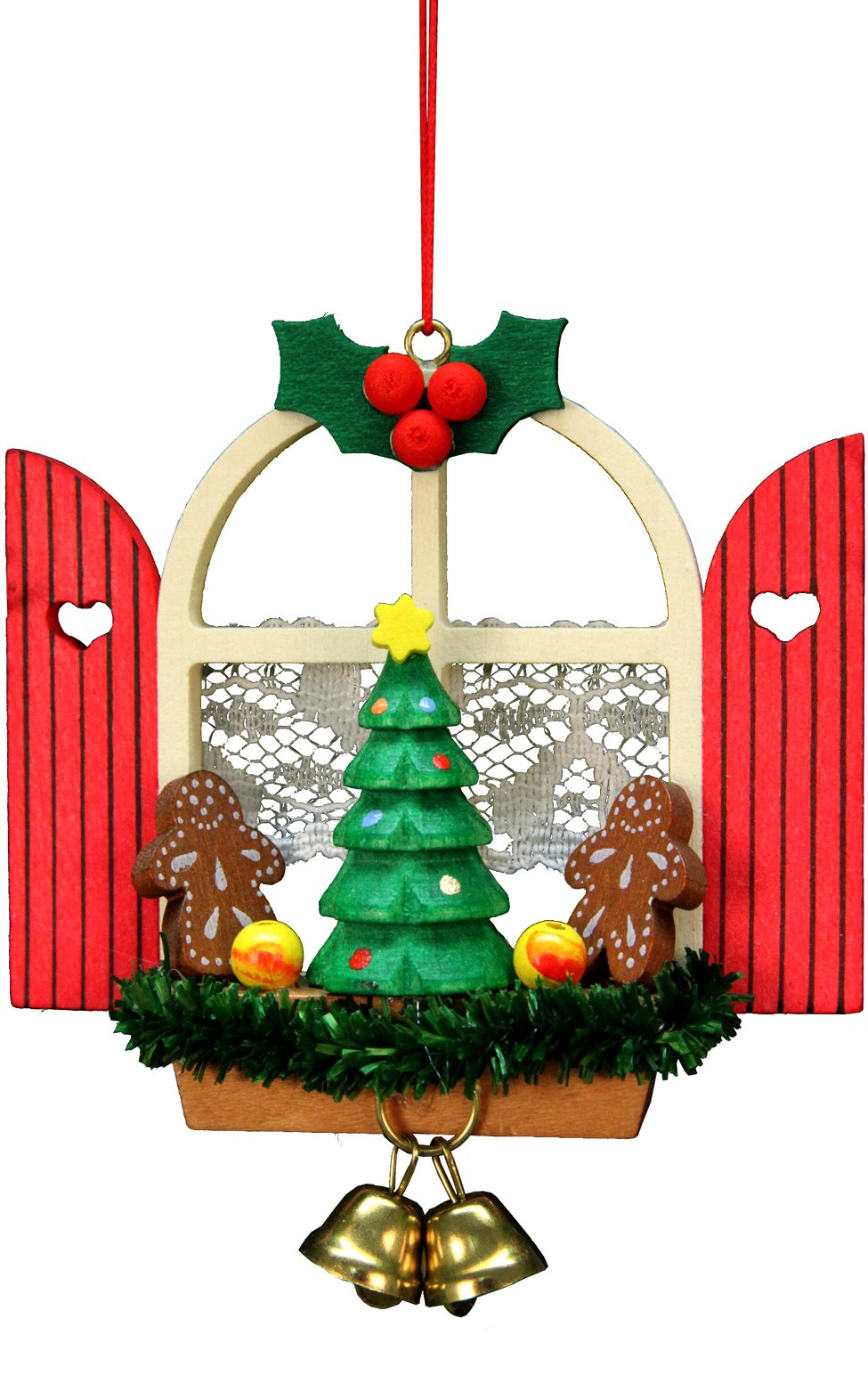 Christian Ulbricht 10-0569 Ornament-Window with Gingerbread-3 H x 3 W x 1 D, Brown