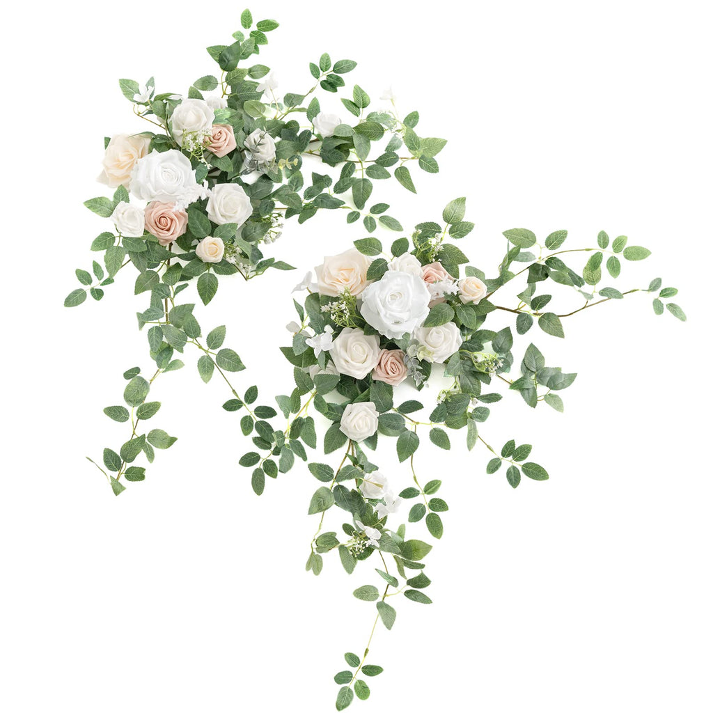 Ling's Moment 2PCS Artificial Floral Swags Arch Flowers Wedding Centerpieces Flower Rose Garland Greenery Arrangements for Sweet