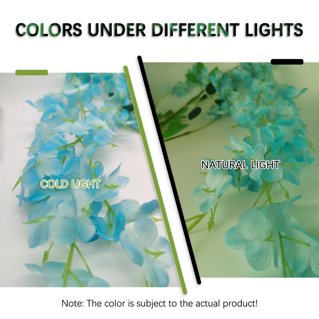 24 Pack Lake Blue Wisteria Hanging Flowers Garland, 3.77 Feet Lake Blue Artificial Wisteria Flower Vines, Fake Lake Blue Wisteri