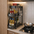 Qilayi 3Tier Countertop Organizer, Pull Out Spice Rack, Transforming a Cramped, Unusable Space Into a Storage Area, With Suctio