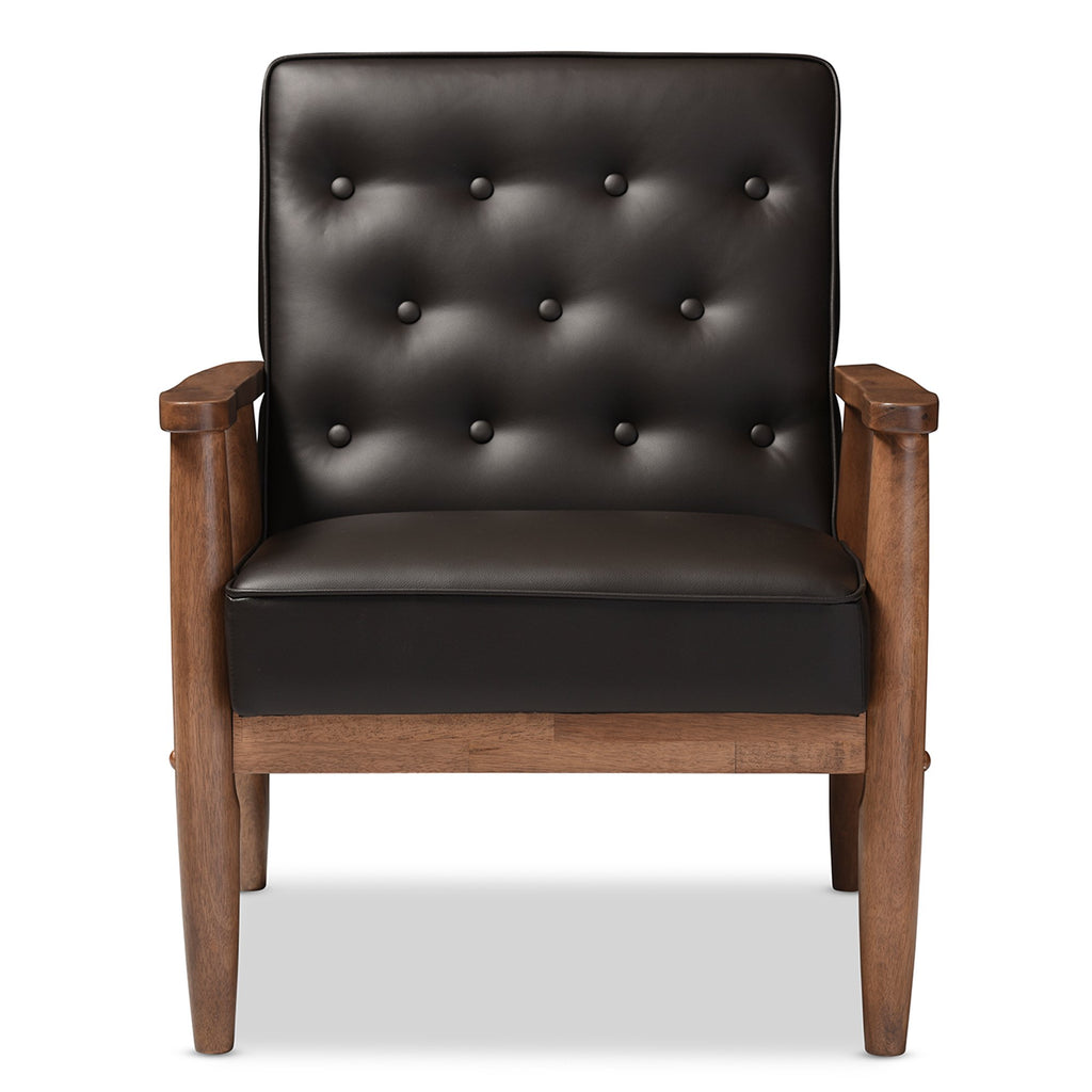Baxton Studio Sorrento Armchair, 1 Seater, Brown