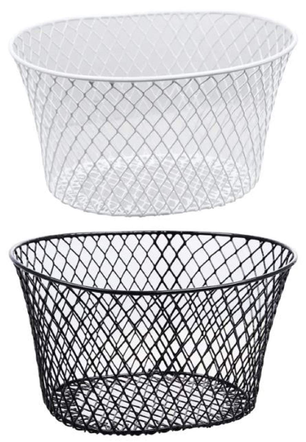 Small Metal Rectangular, Oval And Round Wire Baskets With Or Without Handles, Black And White, 4-Ct Sets (Oval Black Without Han