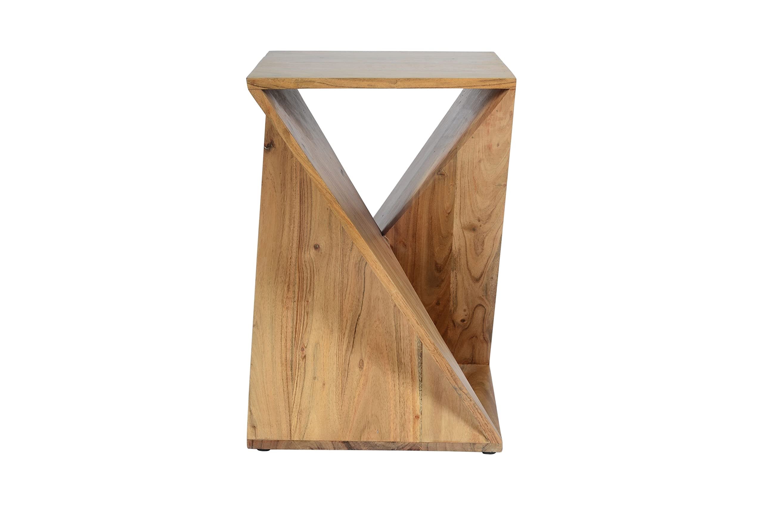 Jofran Solid Wood 16" x 16" x 24" Height Mid-Century Modern Angled Jasper Accent Nightstand End Table, Natural