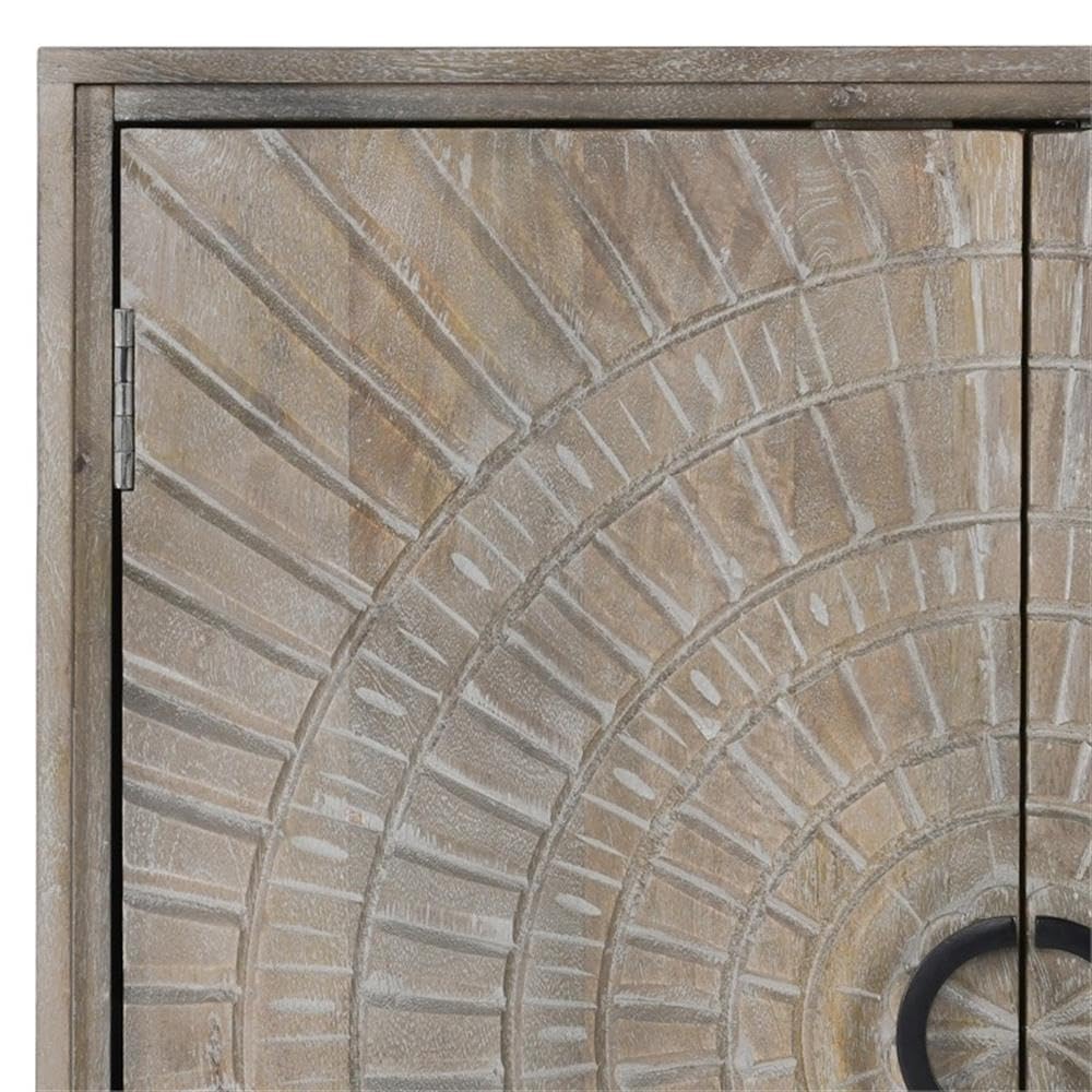 Kosas Home Viva 4-Drawer Transitional Solid Mango Wood Sideboard In Gray