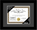 Creative Picture Frames 14x16 Classic Black Diploma Frame with Black Mat Glass Easel and Installed Wall Hangers | Frame Holds 16