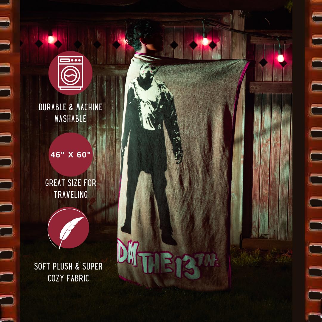 Franco Halloween Friday The 13Th Jason Horror Bedding Super Soft Micro Raschel Throw, 46 In X 60 In, (Official Licensed Product)