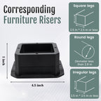Btsd-Home Bed Risers 1 Inch Heavy Duty Furniture Risers For Sofa Table And Chair Black 4 Pack
