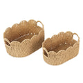 Endymion Set of 2 Paper Rope Scalloped Basket, Wicker Storage Baskets