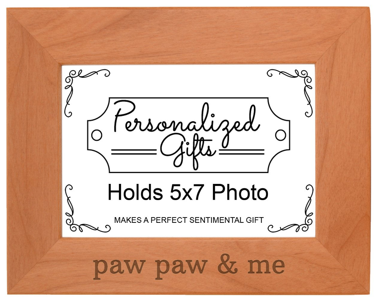 Personalized Gifts Grandpa Gift Paw Paw and Me Grandchild Natural Wood Engraved 5x7 Landscape Picture Frame Wood