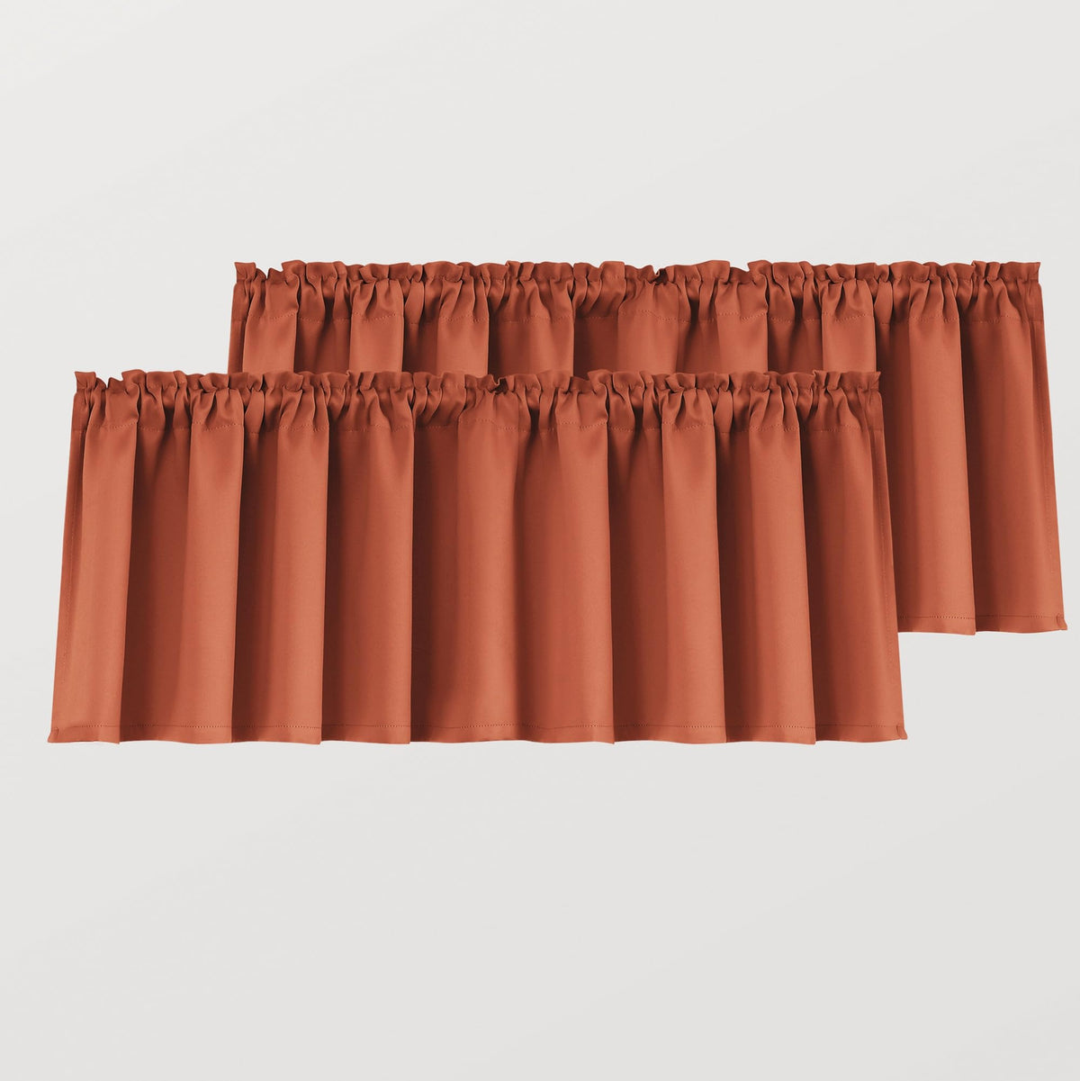 Mrs.Naturall Boho Valance for Kitchen Window,Burnt Orange Fall Curtains for Living Room 2 Panels Set,16 Inch Length