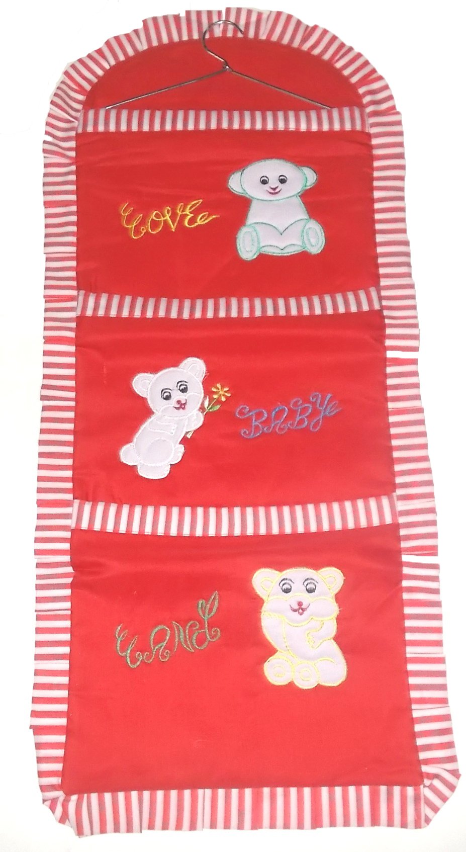 Wall Hanging,Multipurpose Almira,Hanging Three Big Pouch Almira,Organizer (Red)