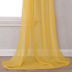 Donren Amber Yellow Sheer Curtains Sheer Curtains Scarf Home Decoration - Semi Voile Scarf Valance For Wedding (1 Pack,W 52 X L