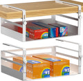 AmonHouseware 2 Pack Under Shelf Storage Basket Organizer,Adjustable Hanging Under Cabinet Addon Storage Racks Slidein Baskets