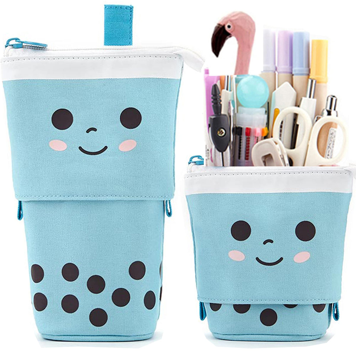 Friinder Telescopic Pencil Bag Pen Holder Pop Up Stationery Case, Stand-Up Retractable Transformer Bag Standing Organizer, Great