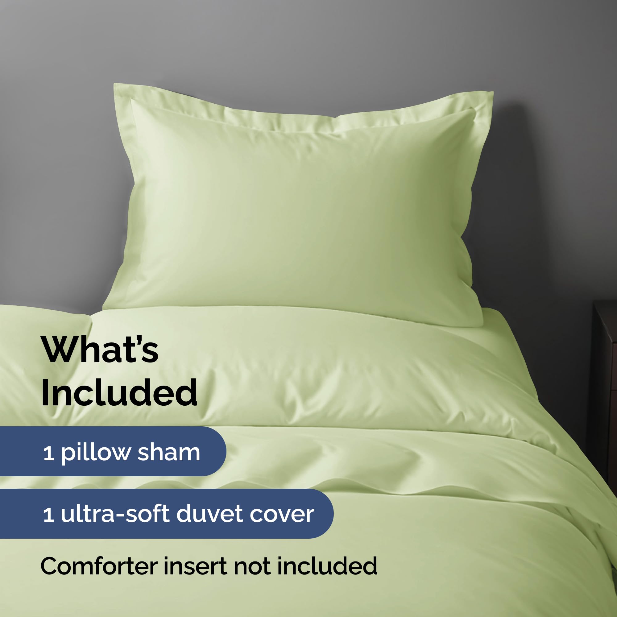 Duvet Cover Twin/Twin Xl Size Set - Extra Soft Twin/Twin Xl Size Duvet Cover 68 X 90 With 1 Pillow Shams - Hotel Luxury & Fade Free + Zipper Closures & Ties - Breathable Bedding Set (Light Sage Green)