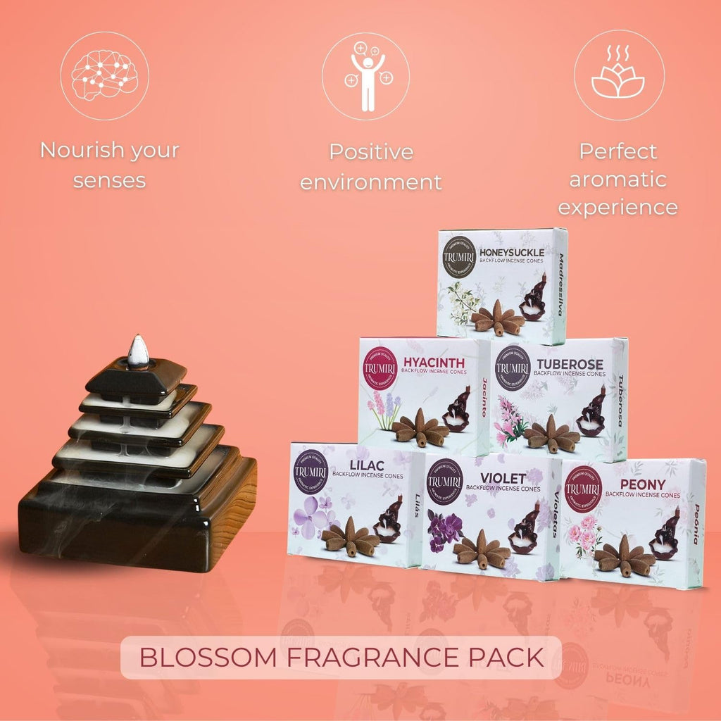 Blossom - Backflow Incense Cones For Waterfall - Scented Inscents-Cones - Peony, Lilac, Hyacinth, Tuberose, Honeysuckle, Violet