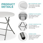 Super Deal 32In Cocktail Table, Indoor Outdoor Portable High Top Table, Plastic Round Bar Height Folding Table For Party Wedding Event, White
