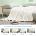 Exclusivo Mezcla Off White Fleece Queen Size Blanket For Bed, 90X90 Inches Soft Cozy 3D Decorative Jacquard Flannel Blankets, Li