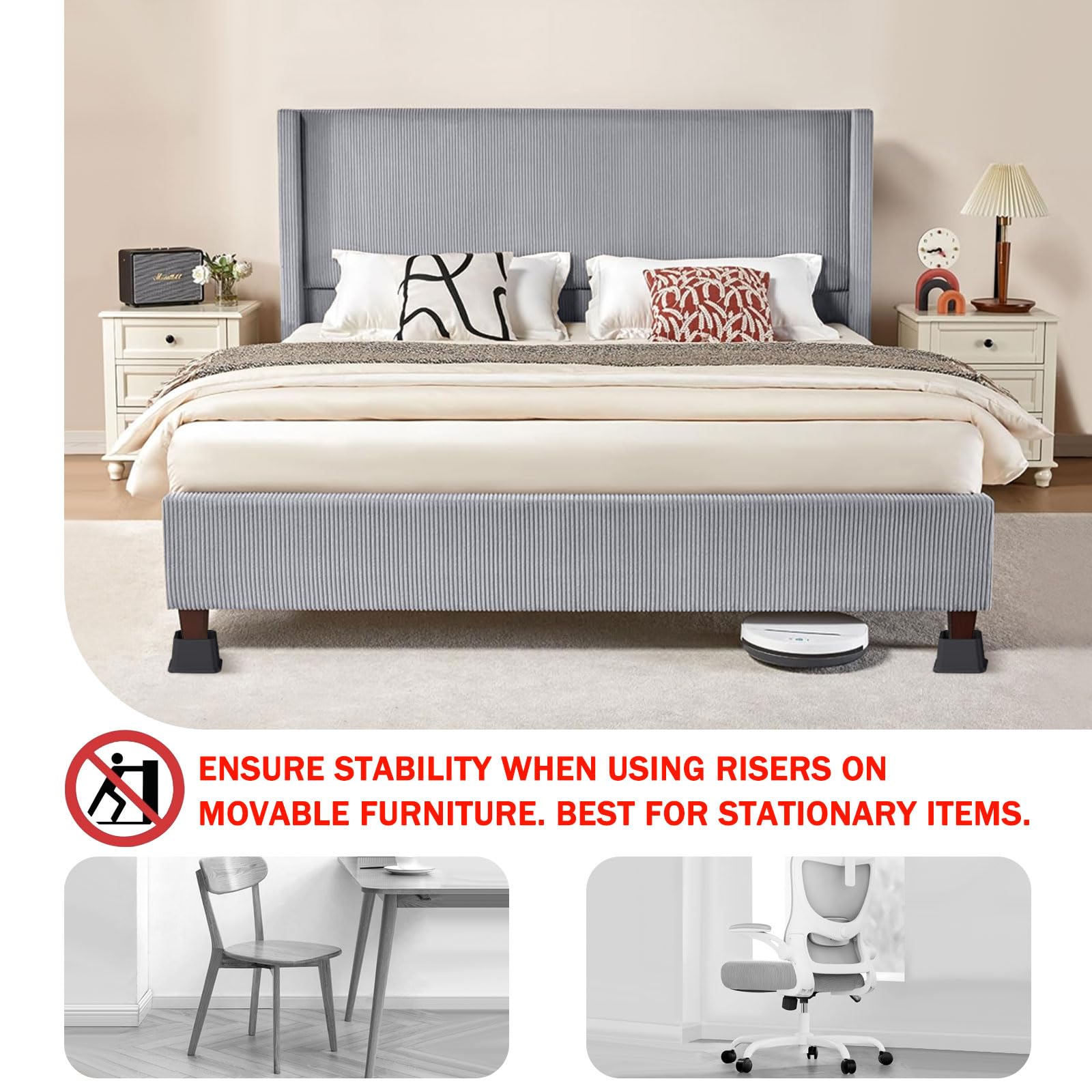 Annkut Furniture Risers 2 Inch-Bed Risers Heavy Duty-Desk Risers For Chair And Table Legs Elevation -Bed Lifts Risers (Set Of 4