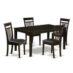 East West Furniture CAP5S-CAP-LC 5 Piece Dining Room Table Set Includes a Rectangle Wooden Table and 4 Faux Leather Kitchen Dining Chairs, 36x60 Inch, Cappuccino