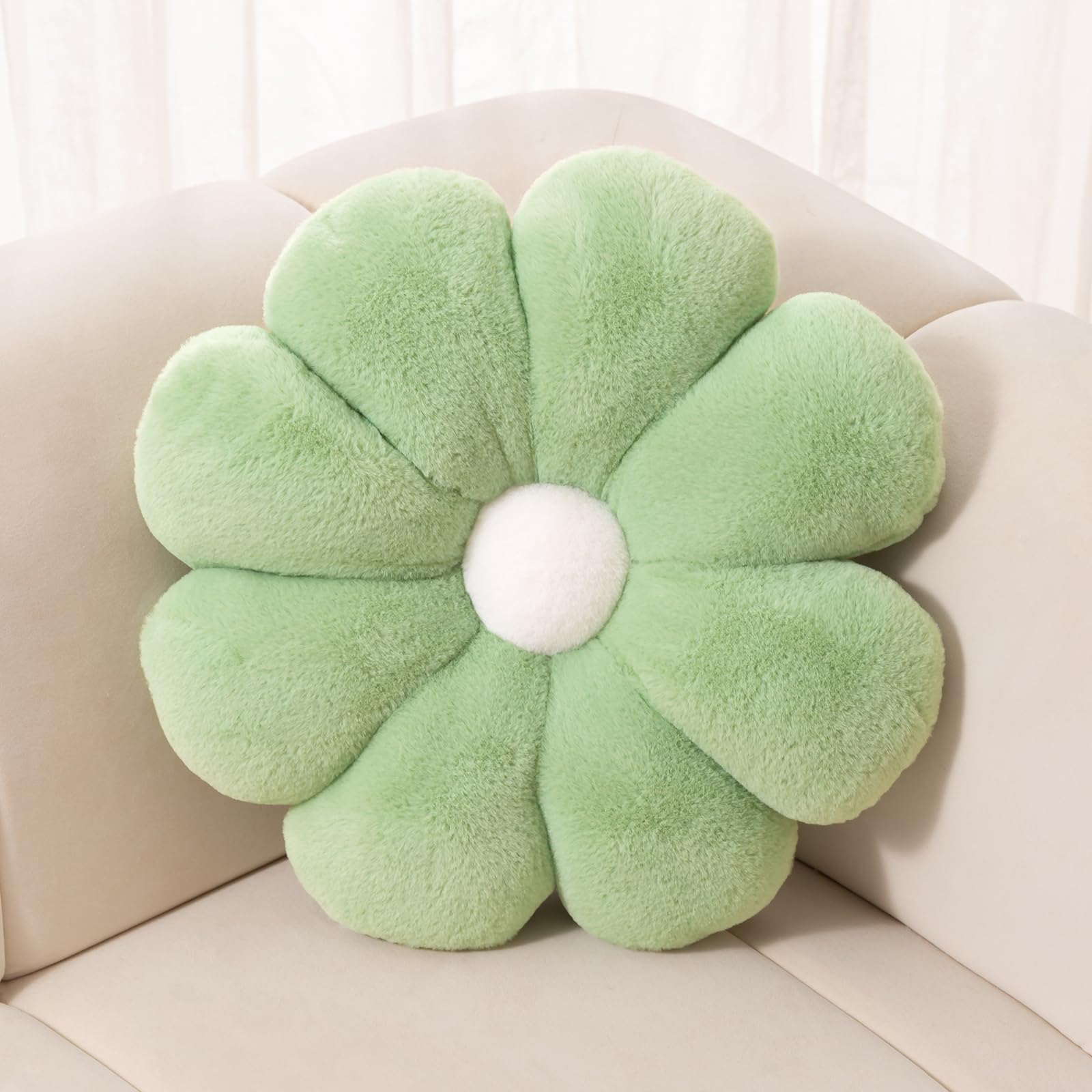 Fionout Sage Green Throw Pillows,Flower Pillow,Flower Shaped Pillow,Flower Floor Cushion,Room Decor Throw Pillows,Cute Home Sofa