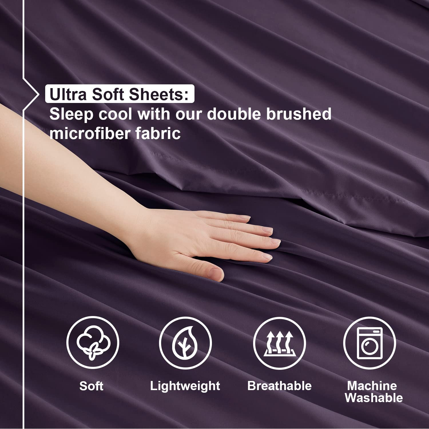 Nestl Twin Xl Sheets Set - 3 Piece Twin Xl Bed Sheets, Deep Pocket, Hotel Luxury, Extra Soft, Breathable And Cooling, Purple Twin Xl Sheet Set