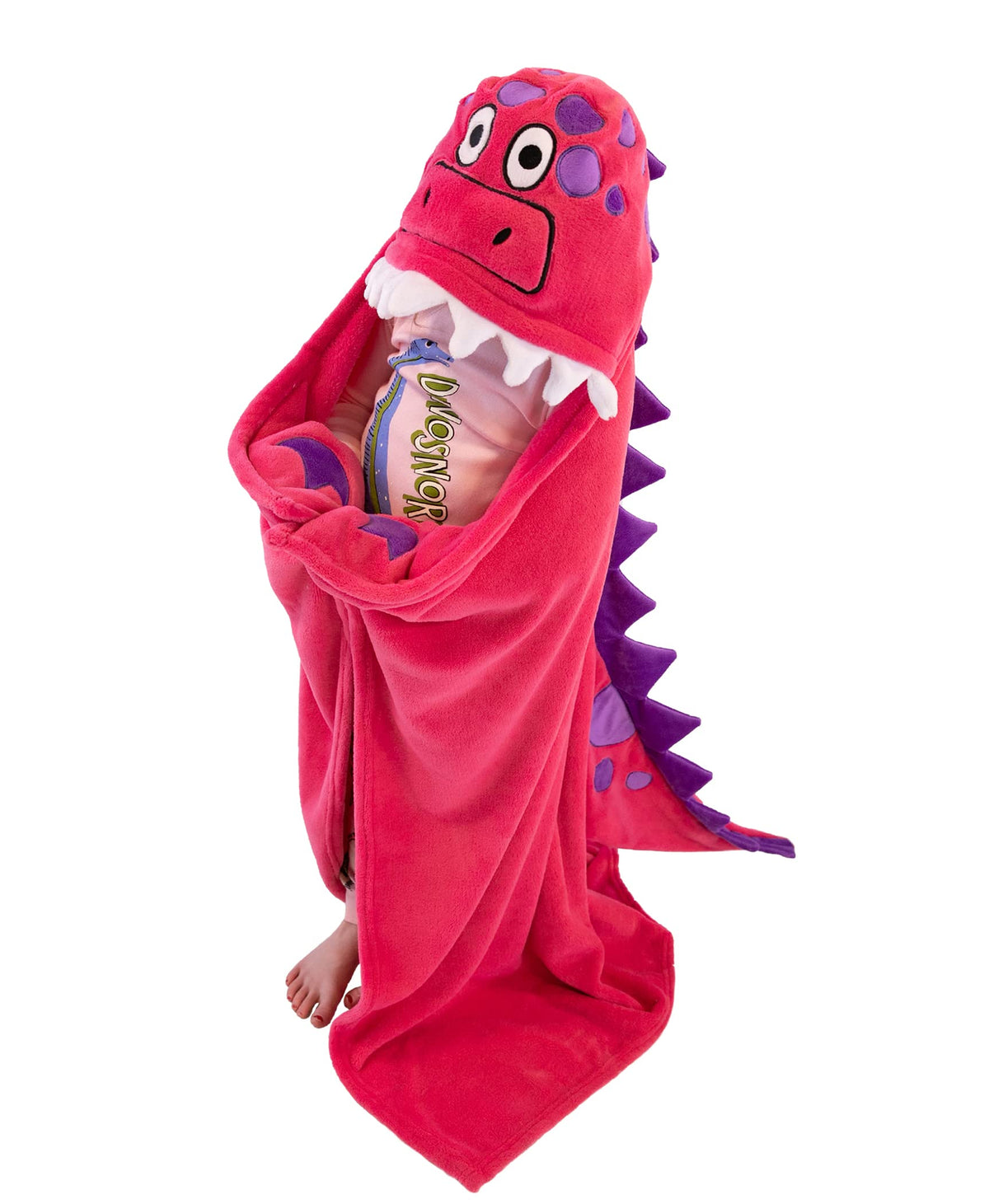 Lazy One Wearable Hooded Blanket For Kids, Animal Hooded Blanket (Pink Dinosaur)
