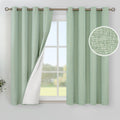 YoungsTex Linen 100% Blackout Curtains for Short Window, Light Green Linen Textured Grommet Thermal Insulated Full Room Darkenin