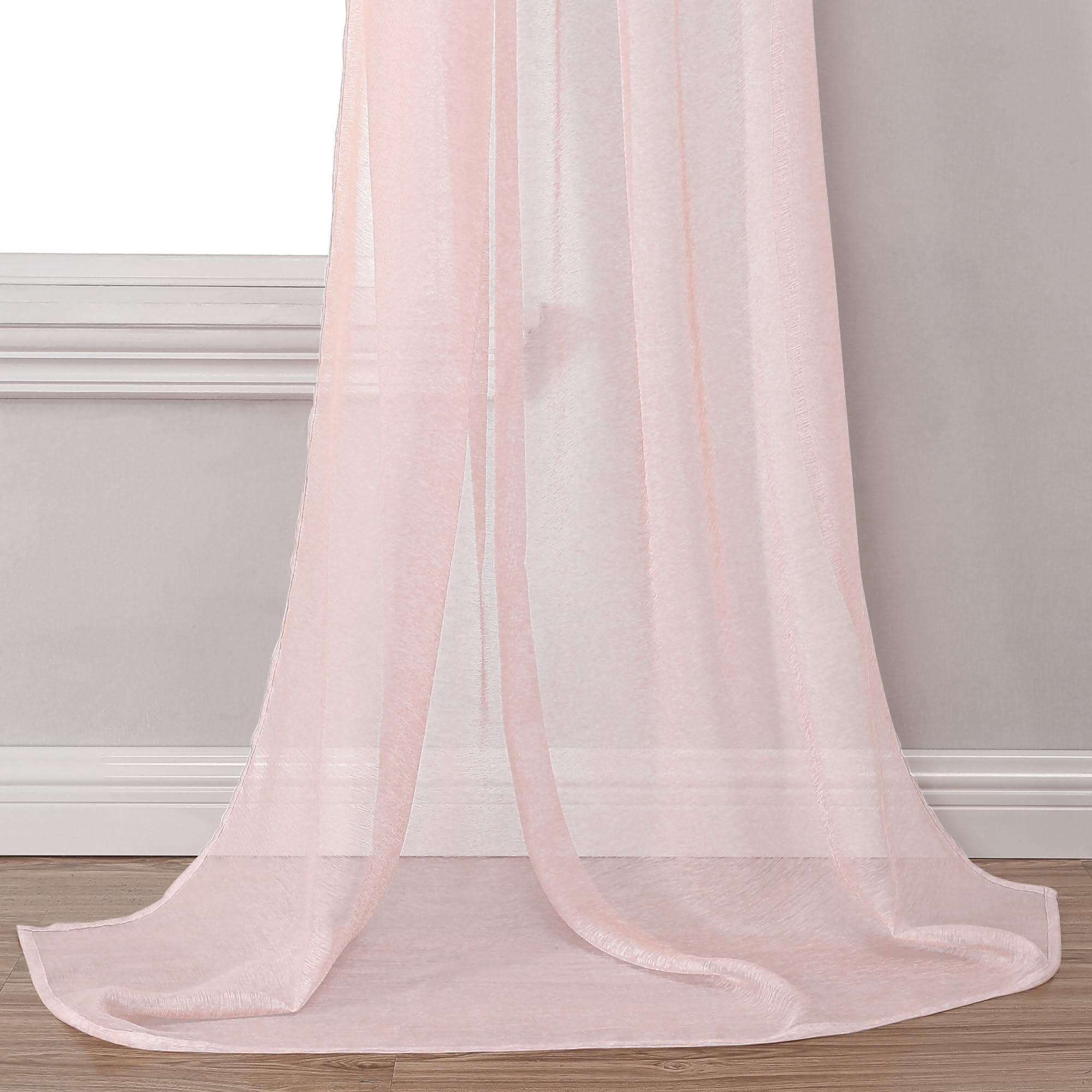 Donren Peach Pink Sheer Window Scarf For Girls Party - Luxury Soft Semi Sheer Scarf For Wedding (1 Panel,52 Inch By 216 Inch Len
