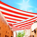 Colourtree Ctapt08 Custom Size Order To Make 5' X 10' X 11.2' Red & White Stripes Right Triangle Sun Shade Sail Canopy Mesh Fabr