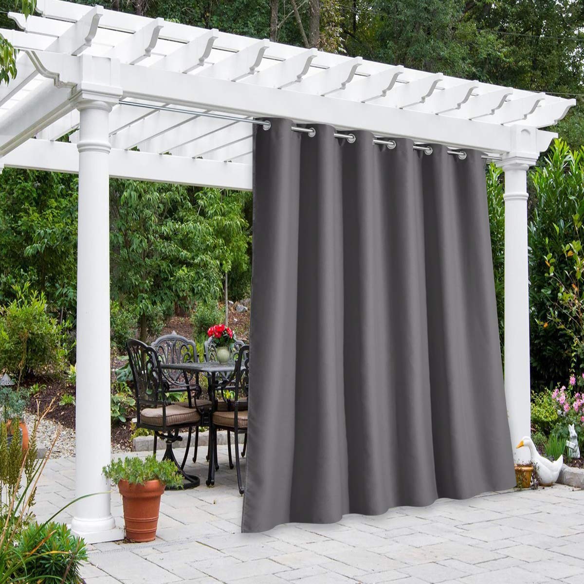 Nicetown Outdoor Curtain For Patio Waterproof 108 Inch Length Public Divider, Rust-Proof Grommet Blackout Thermal Insulated Priv