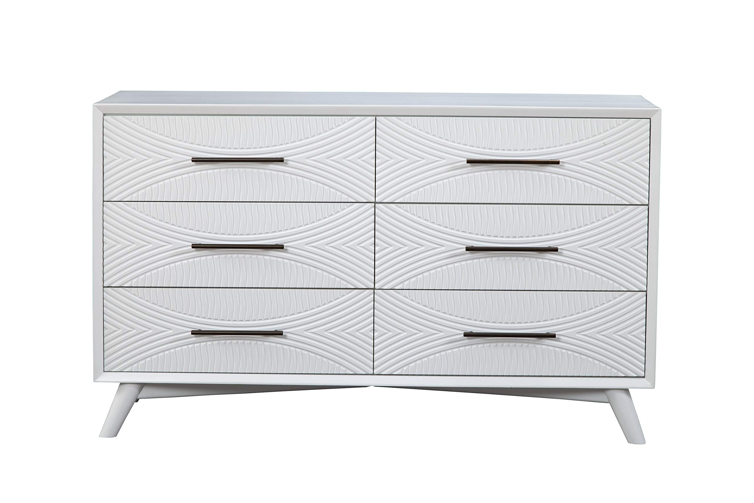 Benjara Mahogany Wood Dresser With Splayed Legs, White