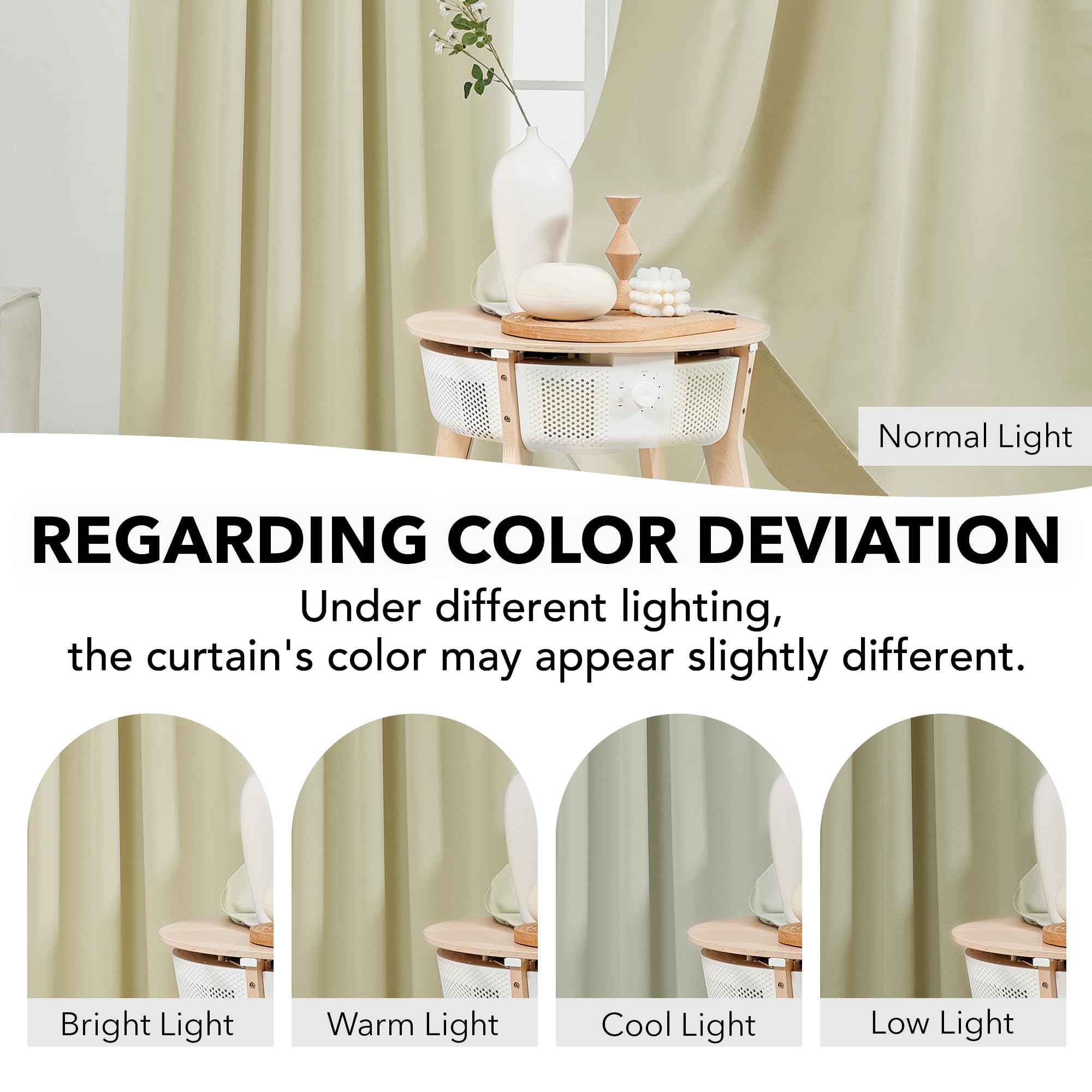 Deconovo Solid Blackout Curtains, Thermal Insulated Room Darkening Curtain - Rod Pocket And Back Tab Blackout Curtains For Bedroom, 52X84 Inch, Beige, 2 Panels