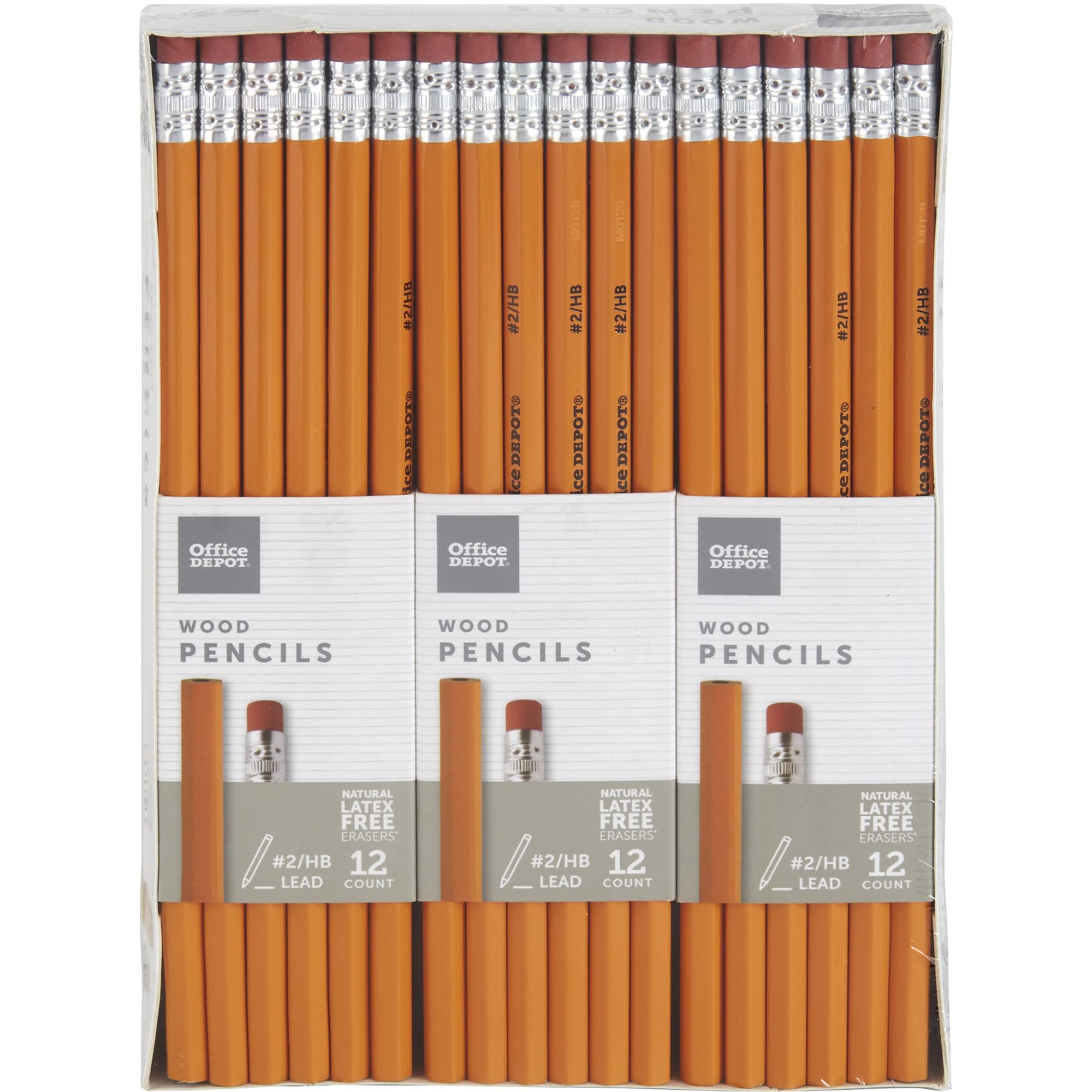 Office Depot Brand Wood Pencils, #2 Hb Medium Lead, Yellow, 12 Pencils Per Pack, Set Of 6 Packs