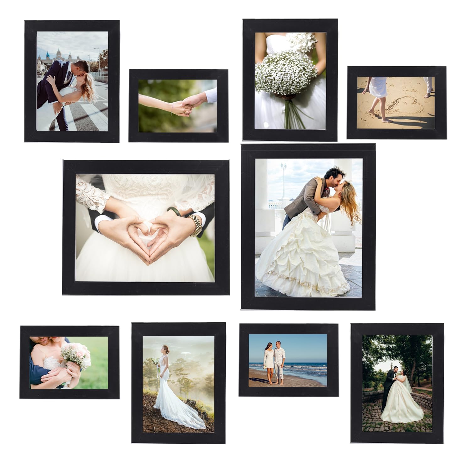 xnlkros Picture Frame Set 10 pack, Farmhouse Photo Frames, Gallery Wall Frame Collage, 8x10 5x7 4x6 Frames in 3 Different Finish