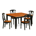East West Furniture PFKE5-BCH-W 5 Piece Kitchen Table & Chairs Set Includes a Square Dining Table with Butterfly Leaf and 4 Dining Room Chairs, 54x54 Inch, Black & Cherry
