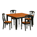 East West Furniture PFKE5-BCH-W 5 Piece Kitchen Table & Chairs Set Includes a Square Dining Table with Butterfly Leaf and 4 Dining Room Chairs, 54x54 Inch, Black & Cherry
