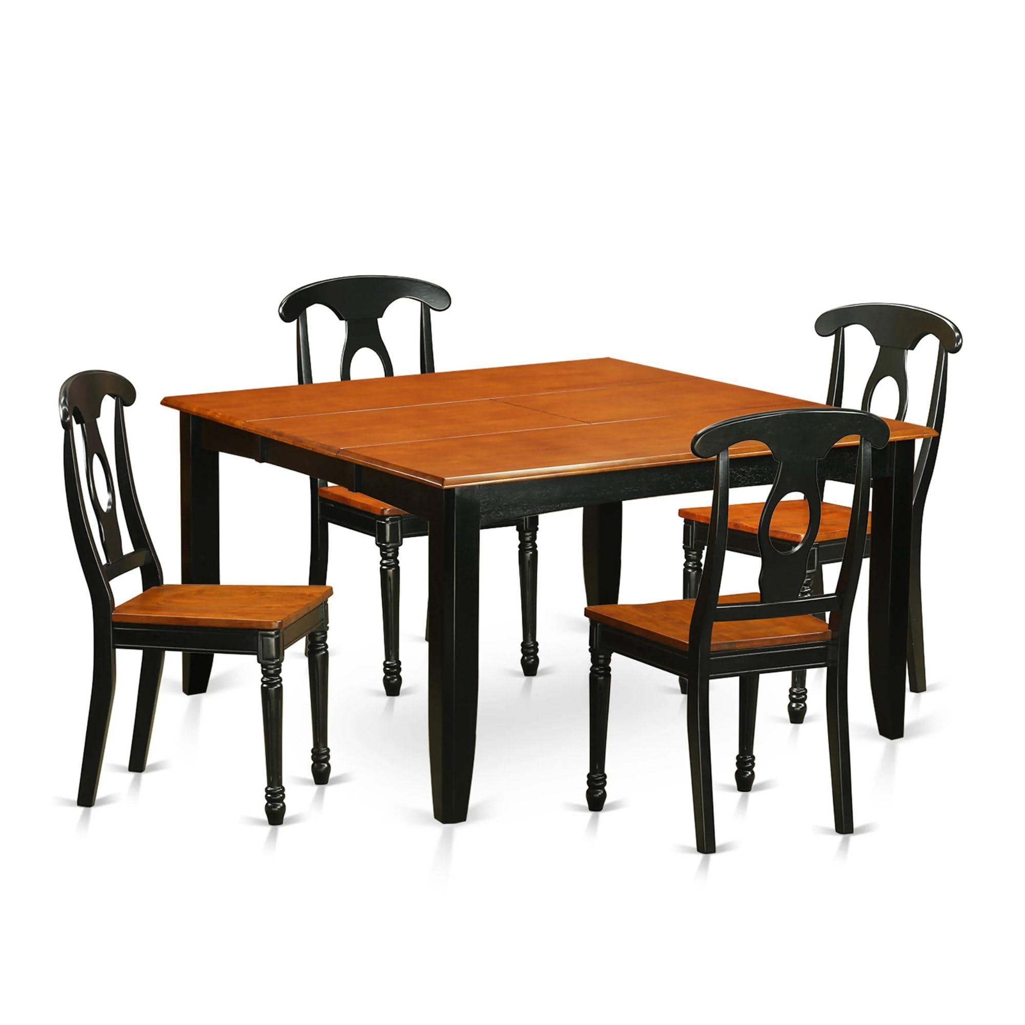 East West Furniture PFKE5-BCH-W 5 Piece Kitchen Table & Chairs Set Includes a Square Dining Table with Butterfly Leaf and 4 Dining Room Chairs, 54x54 Inch, Black & Cherry