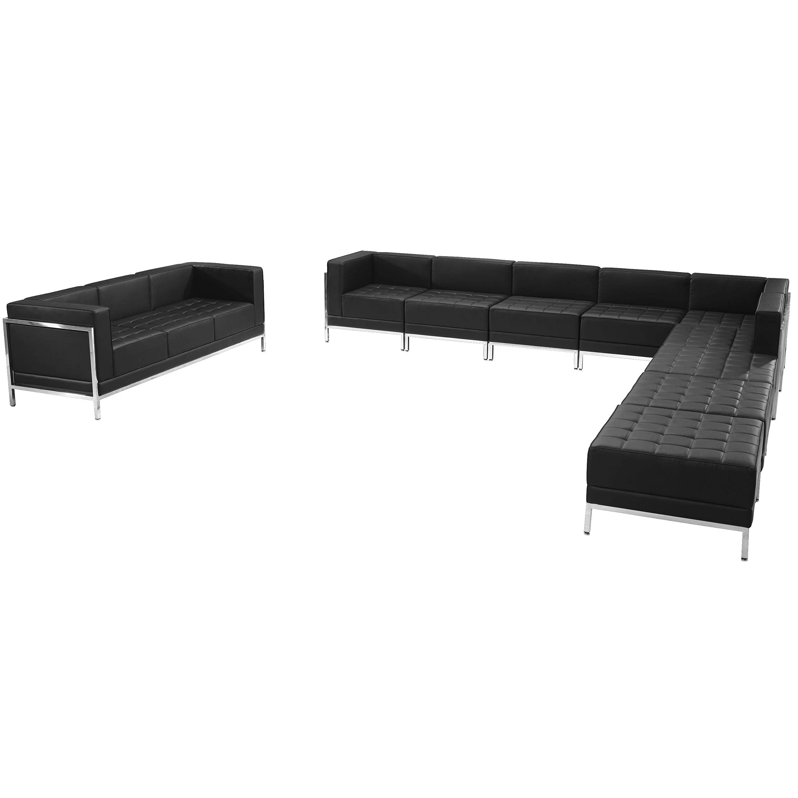 Flash Furniture HERCULES Imagination Series Black LeatherSoft Sectional & Sofa Set, 10 Pieces