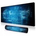 Extended Large Gaming Mouse Pad Abstract Blue Futuristic Tech Xxl Size Keyboard Mouse Mat Desk Pad With Non Slip Rubber Base Sti