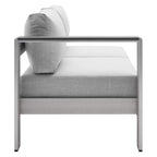 Modway Shore Sunbrella® Fabric Aluminum Outdoor Patio Left-Arm Loveseat In Silver Gray