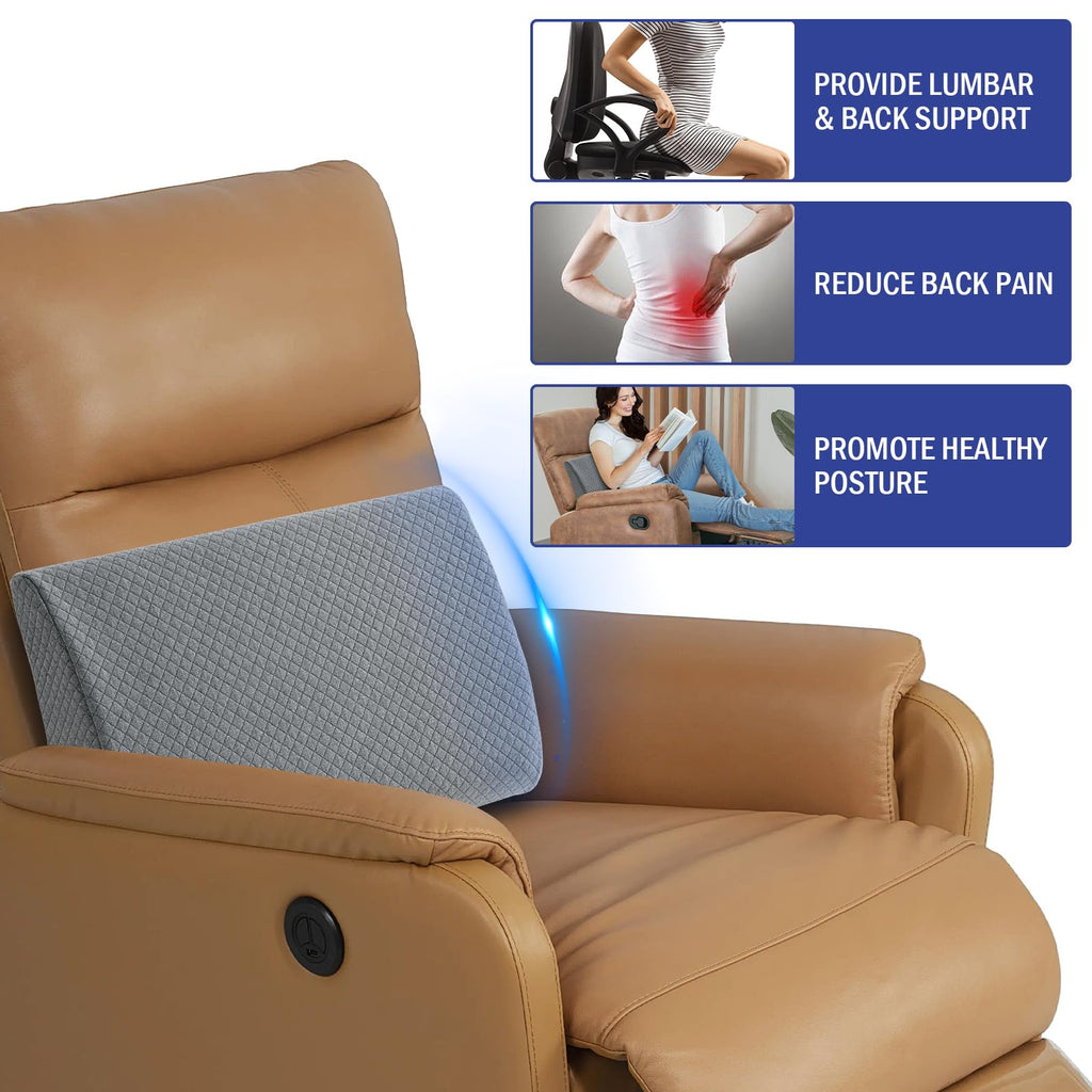 Hombys Lumbar Support Pillow For Recliner Chair, Memory Foam Back Support Cushion For Elderly,Extra Large Lumbar Support Pillow