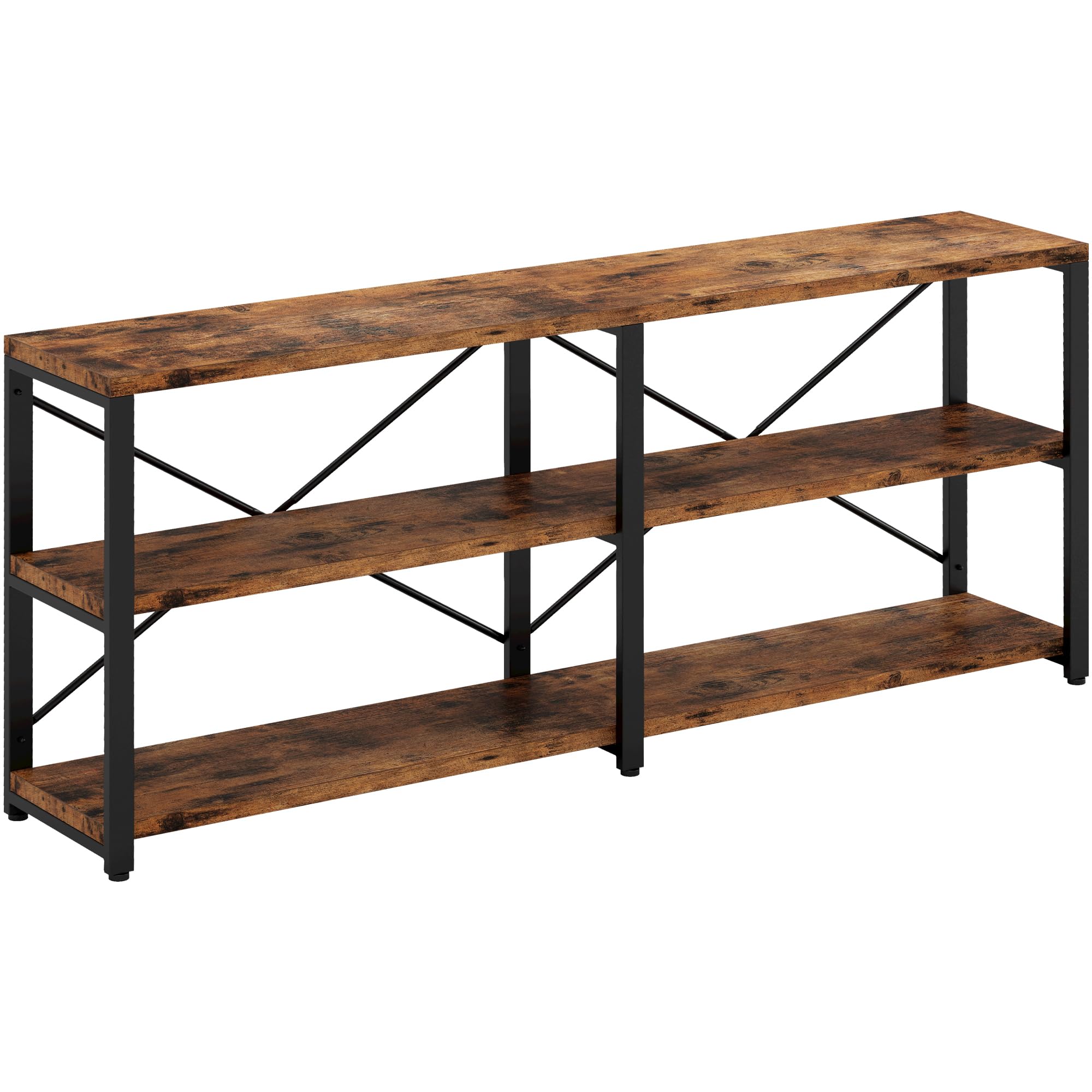 IRONCK Rustic Entryway Console Table, Long Hallway Table 70.8 in 3-Tier, TV Stand Entertainment Center Media Stand for Living Ro